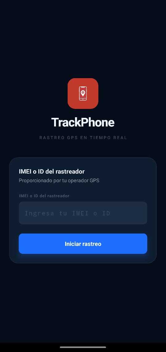 Pantalla principal de TrackPhone